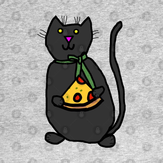 Cute Cat and Pizza Slice by ellenhenryart